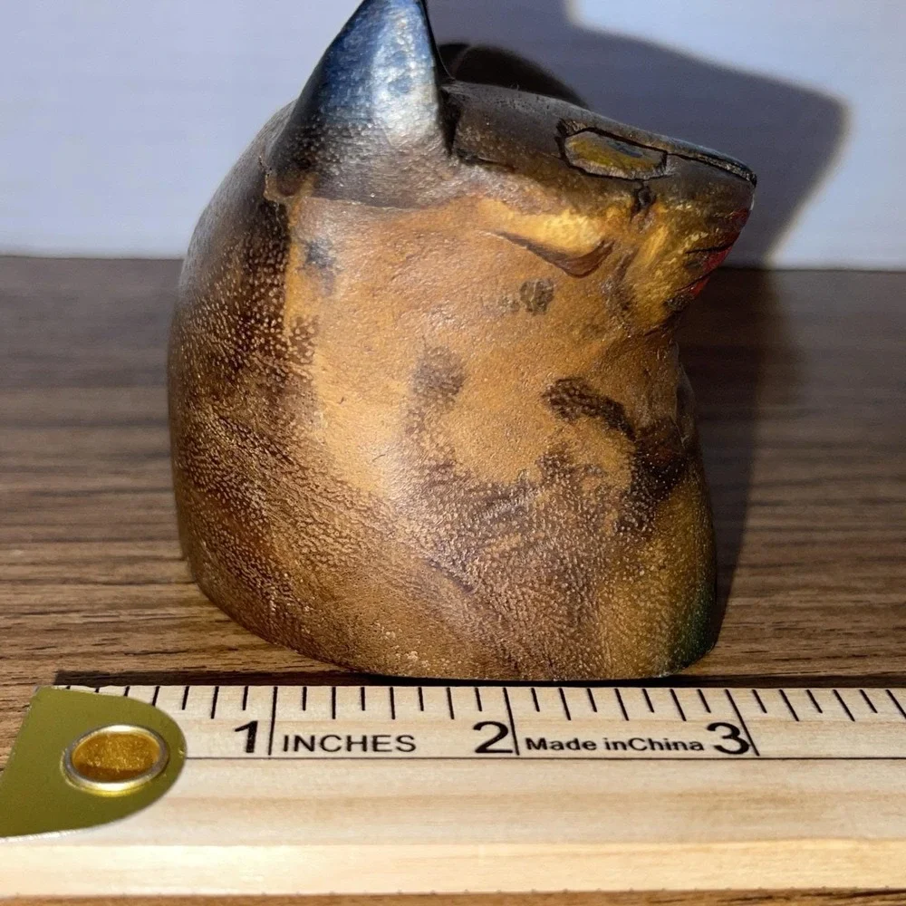 Vintage Hand Carved Wood Cat Shelf Sitter -‎ 1980s Siamese Folk Art